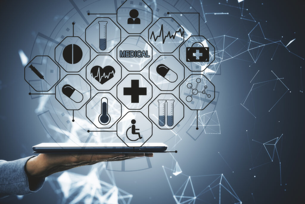 Healthcare professional reviewing AI readiness assessment framework on tablet